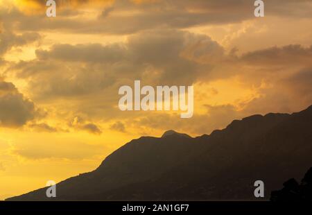 View of mountain during sunset Stock Photo