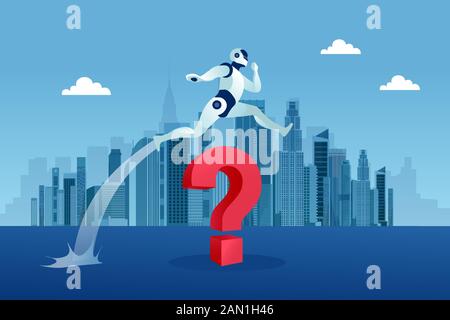 Vector of a robot solving problems overcoming obstacles Stock Vector