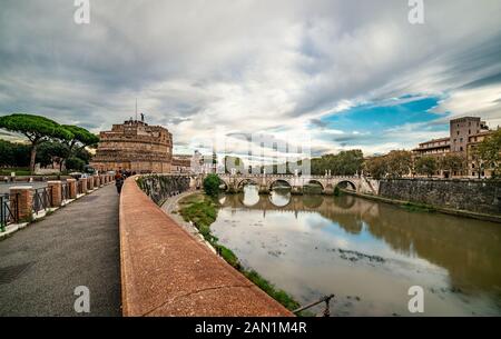 Castel Sant'Angelo, in Rome, Italy - Panoramic View Stock Photo