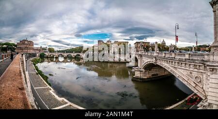 Castel Sant'Angelo, in Rome, Italy - Panoramic View Stock Photo