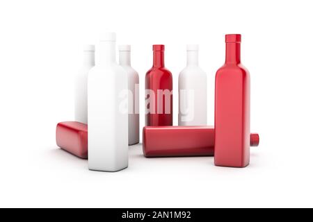 3d illustration of realistic bottle mockup template, isolated on white background. Stock Photo