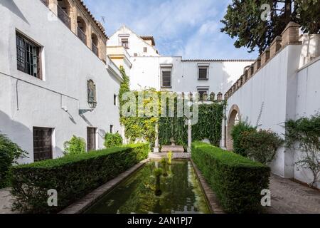 The Patio de los Levies (Levies Courtyard) in the Real Alcázar. It is named after Levies House in the medieval Jewish Quarter of the City. Stock Photo
