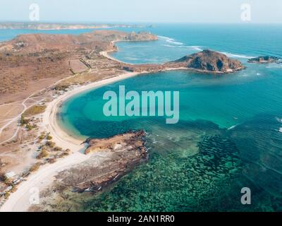 Aerial view of Tanjung Aan Beach,Lomobok,Indonesia Stock Photo