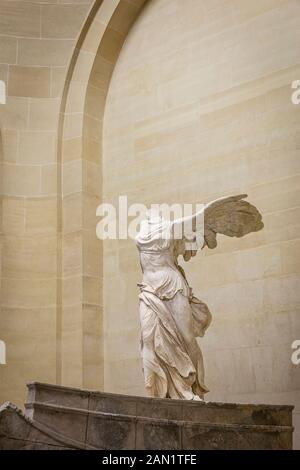 Statue of Winged Victory 'Victoire de Samothrace' in the Musee du Louvre, Paris, France Stock Photo