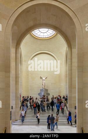 Statue of Winged Victory 'Victoire de Samothrace' in the Musee du Louvre, Paris, France Stock Photo