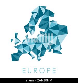 Europe low poly map vector - modern geometric style illustration. Stock Vector