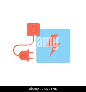 Electric plug, cord and socket interface icon. Stock Vector
