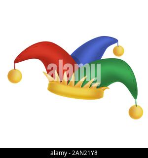 Multi-colored clown or jester hat on a white background. Stock Vector