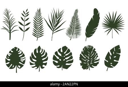 Tropical Leaves Vector Herbal ClipArt Digital art Set of 7 ...