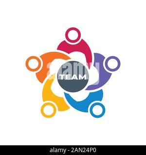 Teamwork People Creativity Work in the making logo design Stock Vector