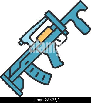 Groza weapon color icon. Virtual video game firearm, gun. Shooter game rifle, blaster. Kids toy. Cybersport, esport sniper military inventory, equipme Stock Vector