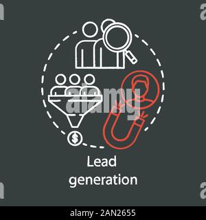 Lead generation chalk concept icon. Digital marketing benefit idea. Sales leads. List building. Attracting customers process, advertising. Vector isol Stock Vector