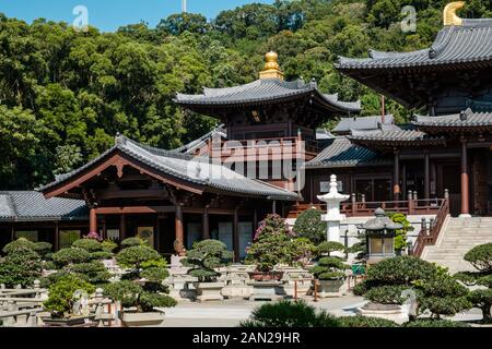 HongKong, China - November, 2019: The Chi Lin Nunnery, a large Buddhist temple in Hong Kong Stock Photo