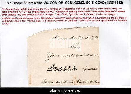 Signature of Field Marshal Sir George Stuart White, VC (1835-1912) Stock Photo