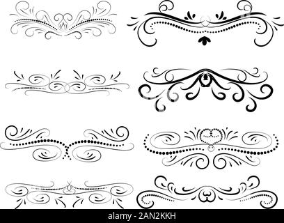 Set of decorative florish dividers, borders Stock Vector