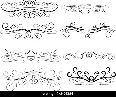 Set of decorative florish dividers, borders Stock Vector