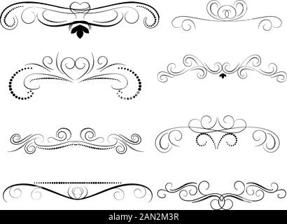 Set of decorative florish dividers, borders Stock Vector