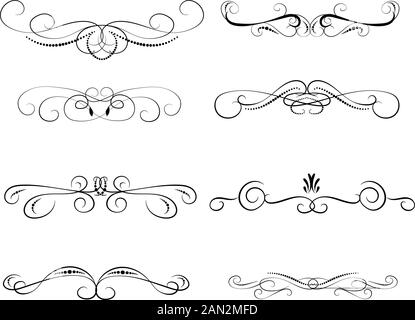 Set of decorative florish dividers, borders Stock Vector