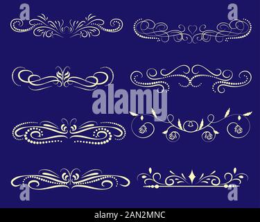 Set of decorative florish dividers, borders Stock Vector