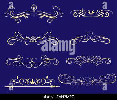 Set of decorative florish dividers, borders Stock Vector