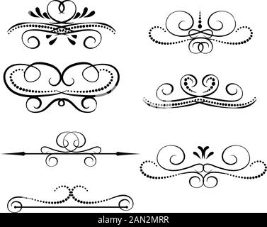 Set of decorative florish dividers, borders Stock Vector