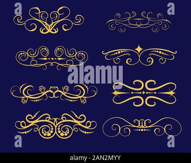 Set of decorative florish dividers, borders Stock Vector