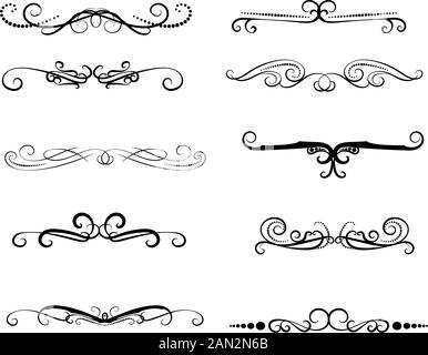 Set of decorative florish dividers, borders Stock Vector