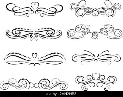 Set of decorative florish dividers, borders Stock Vector