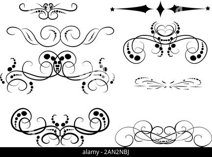 Set of decorative florish dividers, borders Stock Vector