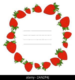 Vector strawberry colour ink frame with lines Stock Vector