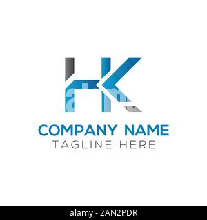 letter HK Logo Design Linked Vector Template With Blue And Black. Initial HK Vector Illustration Stock Vector
