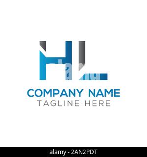 letter HL Logo Design Linked Vector Template With Blue And Black. Initial HL Vector Illustration Stock Vector