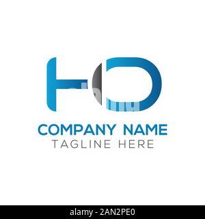 letter HO Logo Design Linked Vector Template With Blue And Black. Initial HO Vector Illustration Stock Vector