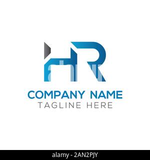 letter HR Logo Design Linked Vector Template With Blue And Black. Initial HR Vector Illustration Stock Vector