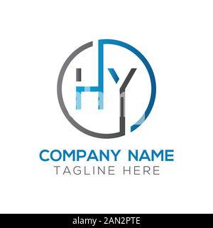 letter HY Logo Design Linked Vector Template With Blue And Black. Initial HY Vector Illustration Stock Vector