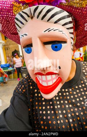 Market street entertainer in. Granada, San Juan Del Sur, Nicaragua village with great entertainment and market, Stock Photo