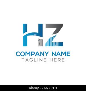 letter HZ Logo Design Linked Vector Template With Blue And Black. Initial HZ Vector Illustration Stock Vector