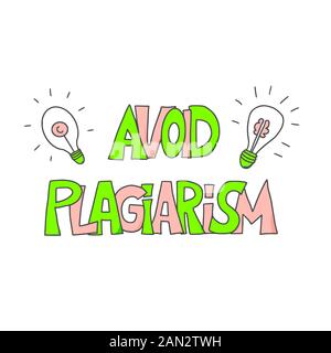 Avoid plagiarism hand drawn text isolated on white background. Intellectual property lettering. Vector illustration. Stock Vector