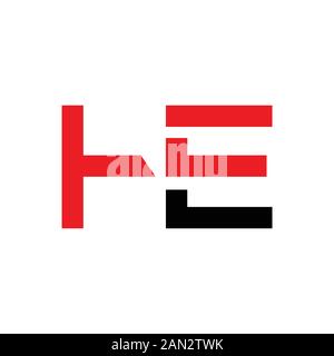 letter HE Logo Design Linked Vector Template With Red And Black. Initial HE Vector Illustration Stock Vector