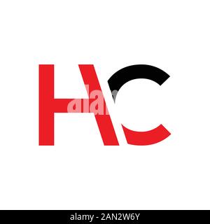 letter HC Logo Design Linked Vector Template With Red And Black. Initial HC Vector Illustration Stock Vector