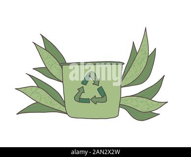 Recycle bin  isolated on white background. Zero waste concept. Vector eco friendly emblem. Stock Vector