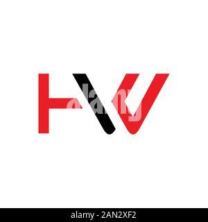 letter HW Logo Design Linked Vector Template With Red And Black. Initial HW Vector Illustration Stock Vector