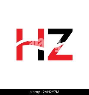 HZ H Z Creative Letter Logo Design With White and Black Lines Stock ...