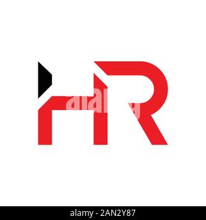 letter HR Logo Design Linked Vector Template With Red And Black. Initial HR Vector Illustration Stock Vector