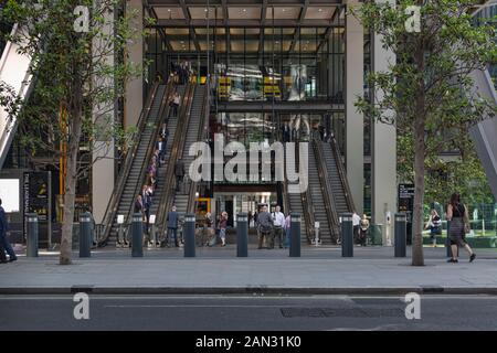Escalators at the bottom of The Leadenhall Building in London Stock Photo
