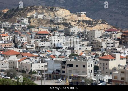 Majdal Shams, a Druze town in the limestone foothills of Mt. Hermon,  northern Golan Heights, Israel Stock Photo