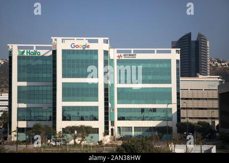Matam international technology center in Haifa, part of Israel's Silicon Wadi, with Google, Keysight Technologies and Intel buildings, Israel Stock Photo