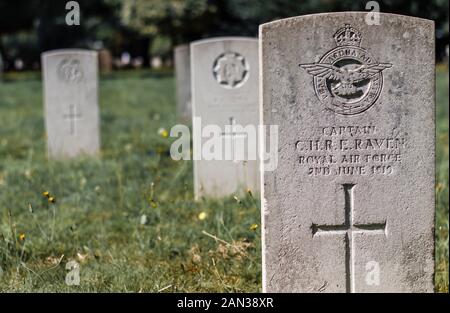 London. United Kingdom. 2017. London Cemetery. Hounslow. Graves of British soldiers fallen during WWI Stock Photo