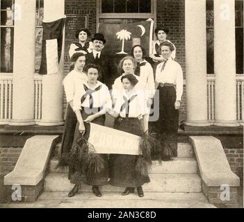 Silhouette (1912) . Vir ginia Club Favorite Song: Carr^ me back °U Virginia Favorite Drink: Old Dominion Beer Favorite Dress: Hofflin Middy Suits Favorite Occupation: Showing Verbal Loyally to our State ACTIVE MEMBERS Beverly D. AndersonKatherine D. BakerMary E. Champe Mary E. Hamilton HONORARY MEMBERS Miss Nannette HopkinsMiss M. L. McKinneyDr. J. D. M. ArmisteadMr. J. I. ArmstrongDr. C. p. Olivier. Sandlapper-Tar Heel Club Margaret Anderson North Caro Jean Ashcraft Norih Caro Lottie May Blair North Caro Mary Crosswell South Caro Elizabeth Bulgin North Carol Rosa Hill South Caro Virginia Lee Stock Photo