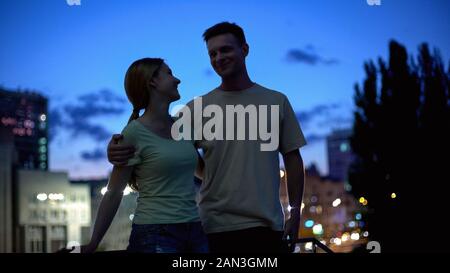 Young couple dating and enjoying time together, love at first sight, romantic Stock Photo